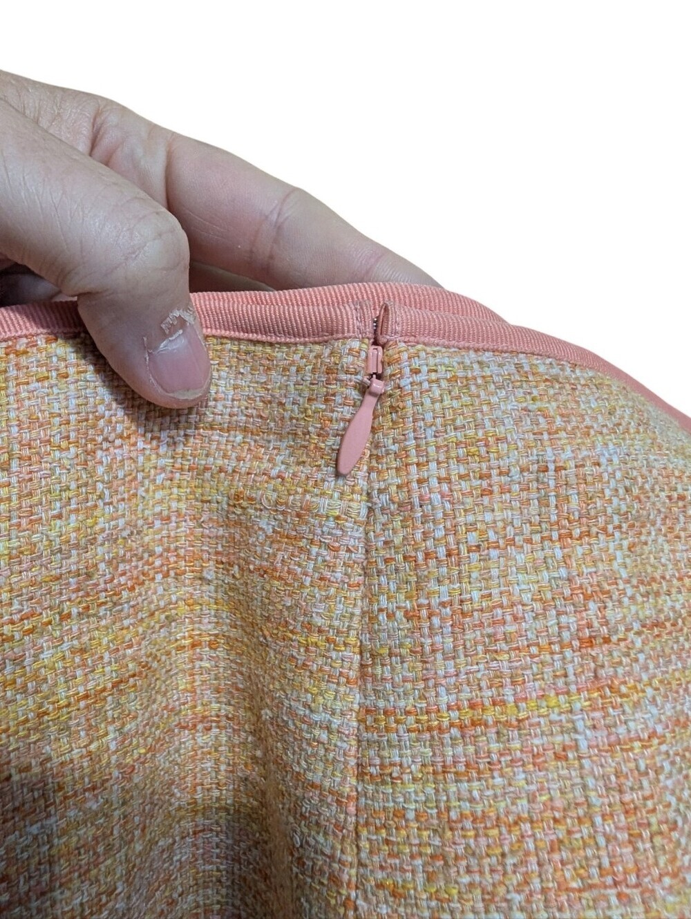 Pendleton 100% Silk Tweed A-Line Skirt Size 16 | Peach Pastel Lined - Picture 4 of 8